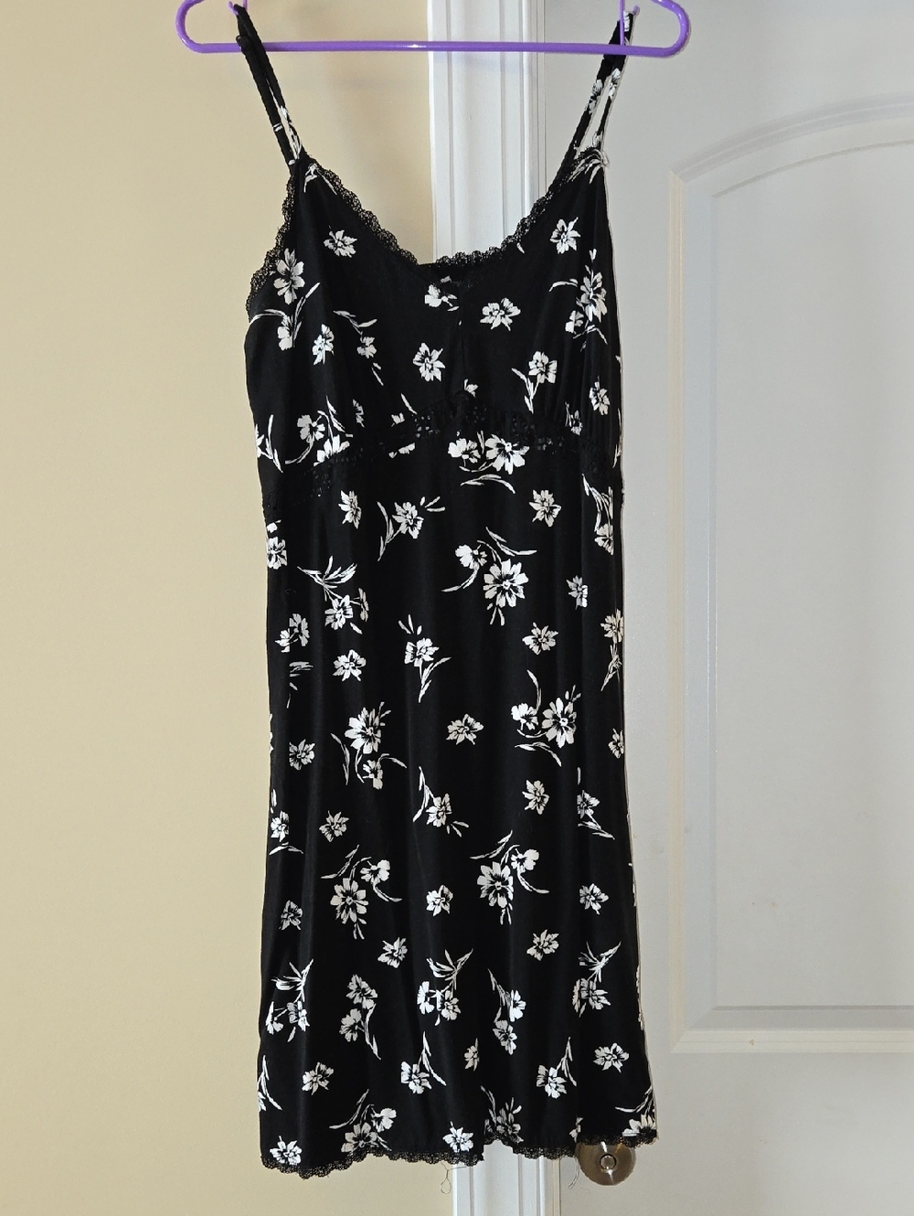 torrid Black Floral Lace-Trim Slip Mini Dress